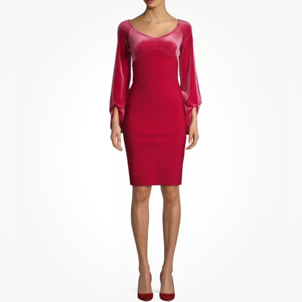 NWT La Petite Robe CHIARA BONI‎ Narda Velvet Empire Waist Dress Granata Size 2